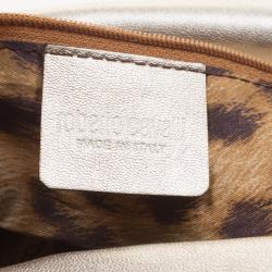 Roberto Cavalli Dark Brown Croc Embossed Leather Tote