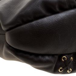Roberto Cavalli Dark Brown Croc Embossed Leather Tote