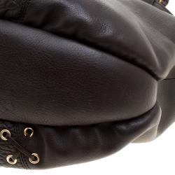 Roberto Cavalli Dark Brown Croc Embossed Leather Tote