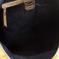 Roberto Cavalli Gold Python Embossed Leather Tote