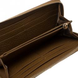 Pre Owned Roberto Cavalli Brown Leather Padlock Zip Around Wallet