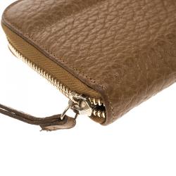 Pre Owned Roberto Cavalli Brown Leather Padlock Zip Around Wallet