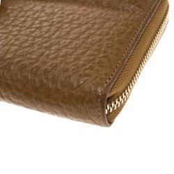 Pre Owned Roberto Cavalli Brown Leather Padlock Zip Around Wallet