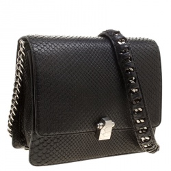Pre Owned Roberto Cavalli Black Medium Python Hera Shoulder Bag