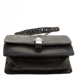 Pre Owned Roberto Cavalli Black Medium Python Hera Shoulder Bag