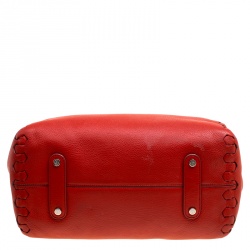 Pre Owned Roberto Cavalli Red Leather Small Regina Satchel