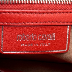 Pre Owned Roberto Cavalli Red Leather Small Regina Satchel