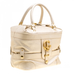 Pre Owned Roberto Cavalli Metallic Light  Gold Leather Tote