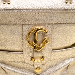 Pre Owned Roberto Cavalli Metallic Light  Gold Leather Tote
