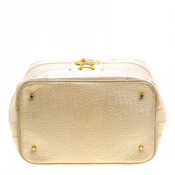 Pre Owned Roberto Cavalli Metallic Light  Gold Leather Tote