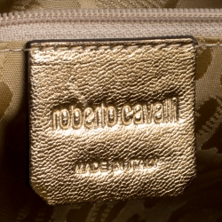 Pre Owned Roberto Cavalli Metallic Light  Gold Leather Tote