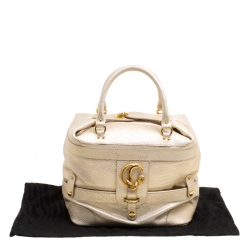 Pre Owned Roberto Cavalli Metallic Light  Gold Leather Tote