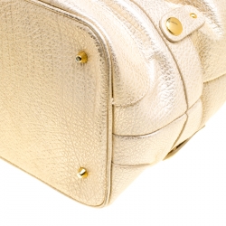 Pre Owned Roberto Cavalli Metallic Light  Gold Leather Tote