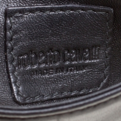 مملوكة مسبقًا Roberto Cavalli Black Leather Gold Hardware Embellished Chain Clutch