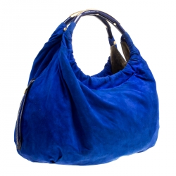 Pre Owned Roberto Cavalli Blue Suede Hobo