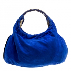 Pre Owned Roberto Cavalli Blue Suede Hobo