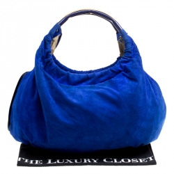 Pre Owned Roberto Cavalli Blue Suede Hobo