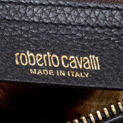 Roberto Cavalli Black Deerskin Leather Top Handle Bag