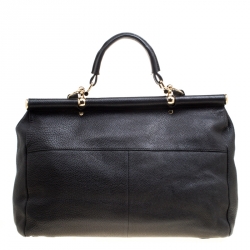 Roberto Cavalli Black Deerskin Leather Top Handle Bag