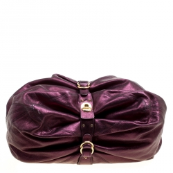 Pre Owned Roberto Cavalli Purple Leather Hobo