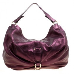 Pre Owned Roberto Cavalli Purple Leather Hobo