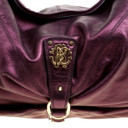 Pre Owned Roberto Cavalli Purple Leather Hobo