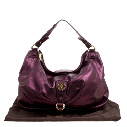 Pre Owned Roberto Cavalli Purple Leather Hobo