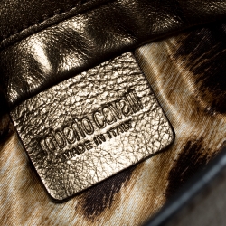 Pre Owned Roberto Cavalli Gold Leather Fold Over Clutch