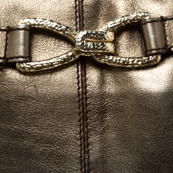 Pre Owned Roberto Cavalli Gold Leather Fold Over Clutch