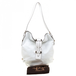Pre Owned Roberto Cavalli White Leather Hobo