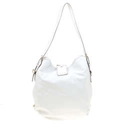 Pre Owned Roberto Cavalli White Leather Hobo