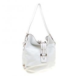 Pre Owned Roberto Cavalli White Leather Hobo
