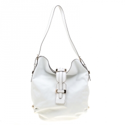 Pre Owned Roberto Cavalli White Leather Hobo