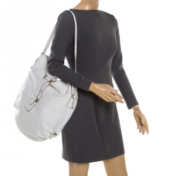 Pre Owned Roberto Cavalli White Leather Hobo