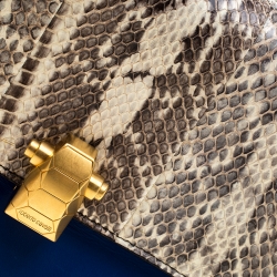 Pre Owned Roberto Cavalli Beige/Blue Leather and Python Hera Crossbody Bag