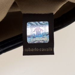 Roberto Cavalli Black Croc Embossed Leather Tote