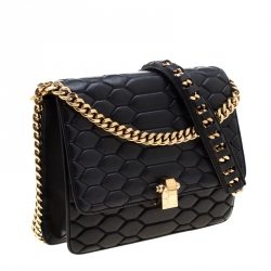 مملوكة مسبقًا Roberto Cavalli Black Leather Crossbody Bag 