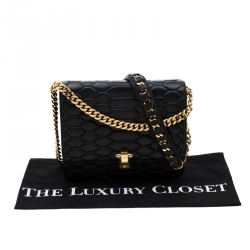 مملوكة مسبقًا Roberto Cavalli Black Leather Crossbody Bag 