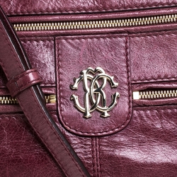 Pre Owned Roberto Cavalli Burgundy Leather Top Handle Bag