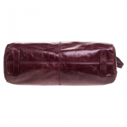 Pre Owned Roberto Cavalli Burgundy Leather Top Handle Bag