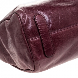 Pre Owned Roberto Cavalli Burgundy Leather Top Handle Bag