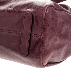 Pre Owned Roberto Cavalli Burgundy Leather Top Handle Bag