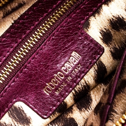 Pre Owned Roberto Cavalli Burgundy Leather Top Handle Bag