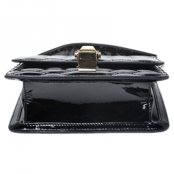 Pre Owned Roberto Cavalli Black Patent Leather Milano Flap Shoulder Bag