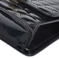 Pre Owned Roberto Cavalli Black Patent Leather Milano Flap Shoulder Bag