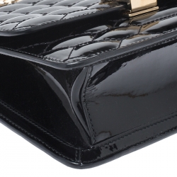 Pre Owned Roberto Cavalli Black Patent Leather Milano Flap Shoulder Bag