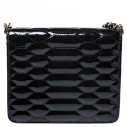 Pre Owned Roberto Cavalli Black Patent Leather Milano Flap Shoulder Bag