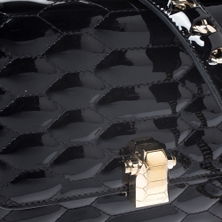 Pre Owned Roberto Cavalli Black Patent Leather Milano Flap Shoulder Bag