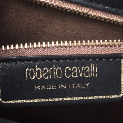 Pre Owned Roberto Cavalli Black Patent Leather Milano Flap Shoulder Bag