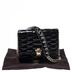 Pre Owned Roberto Cavalli Black Patent Leather Milano Flap Shoulder Bag